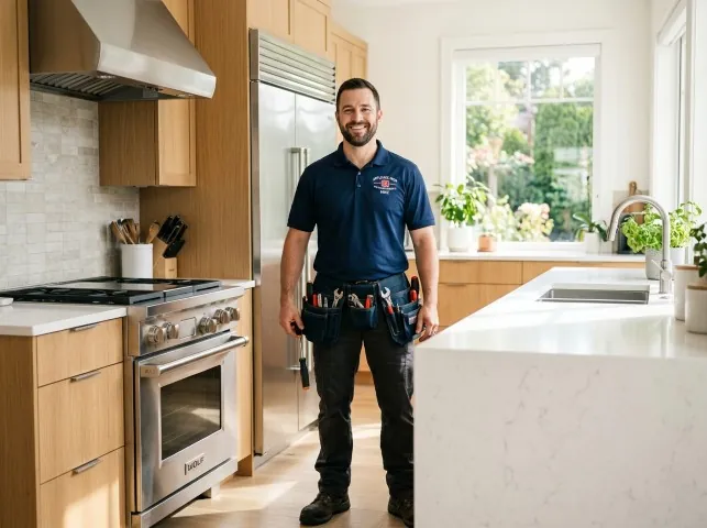 Appliance Repair Hero technician in a Bloomfield, KY kitchen after an appliance repair